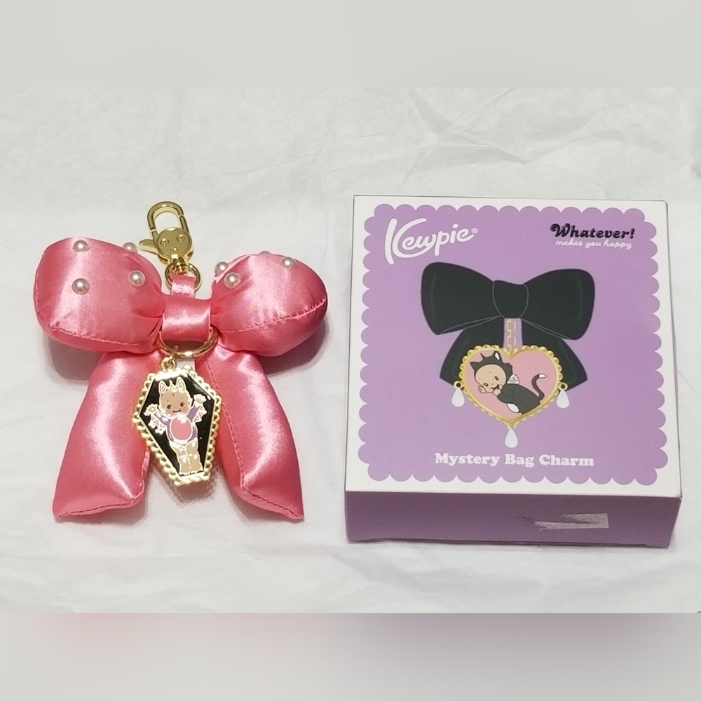 Kewpie Puff Bow Bag Charm: Purple Bat Kewpie